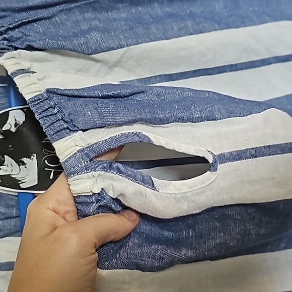 Young Fabulous & Broke Blue and White Striped Linen Top - Picture 6 of 7